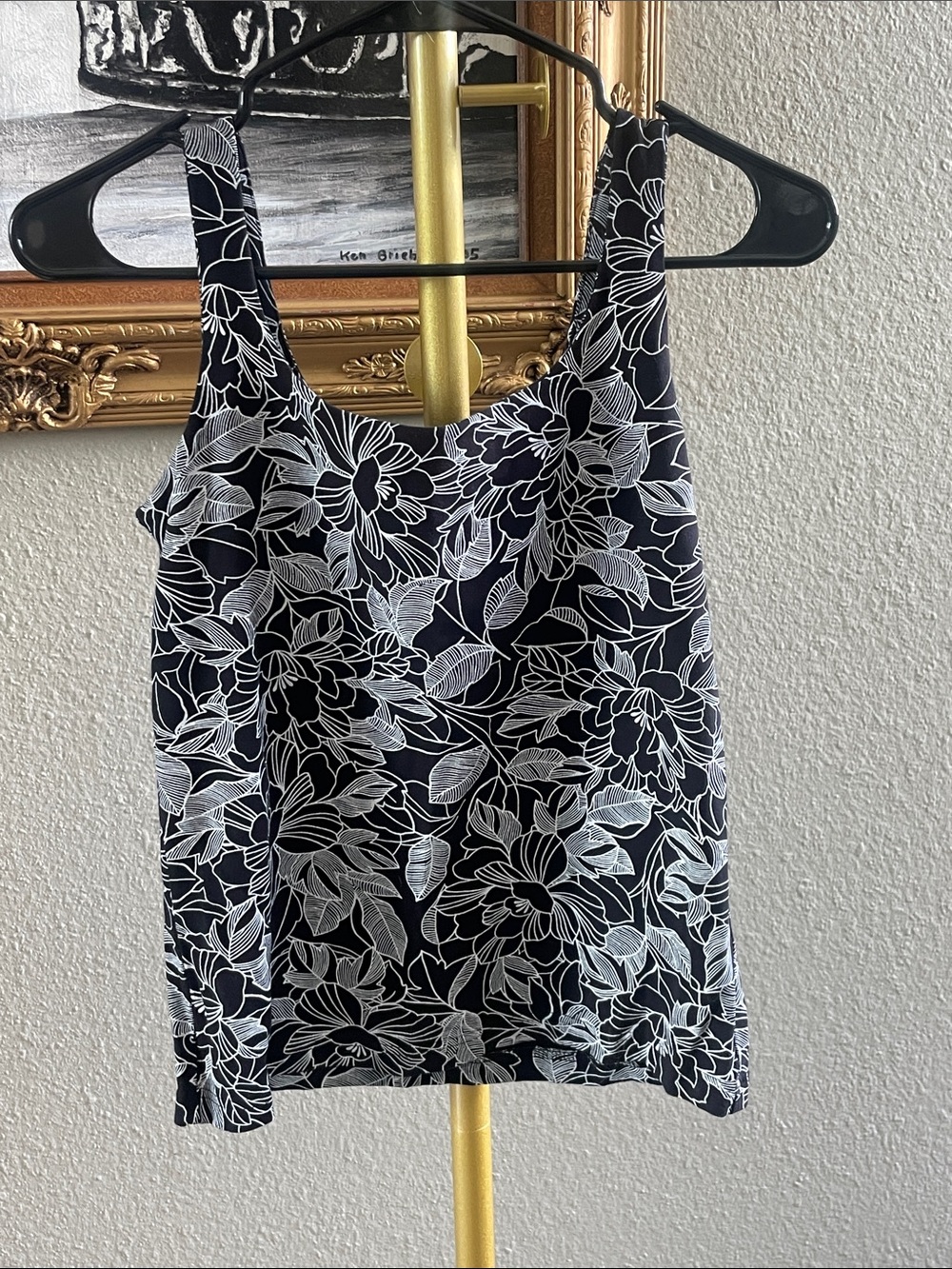 Karen Scott Black and White Floral Camisole